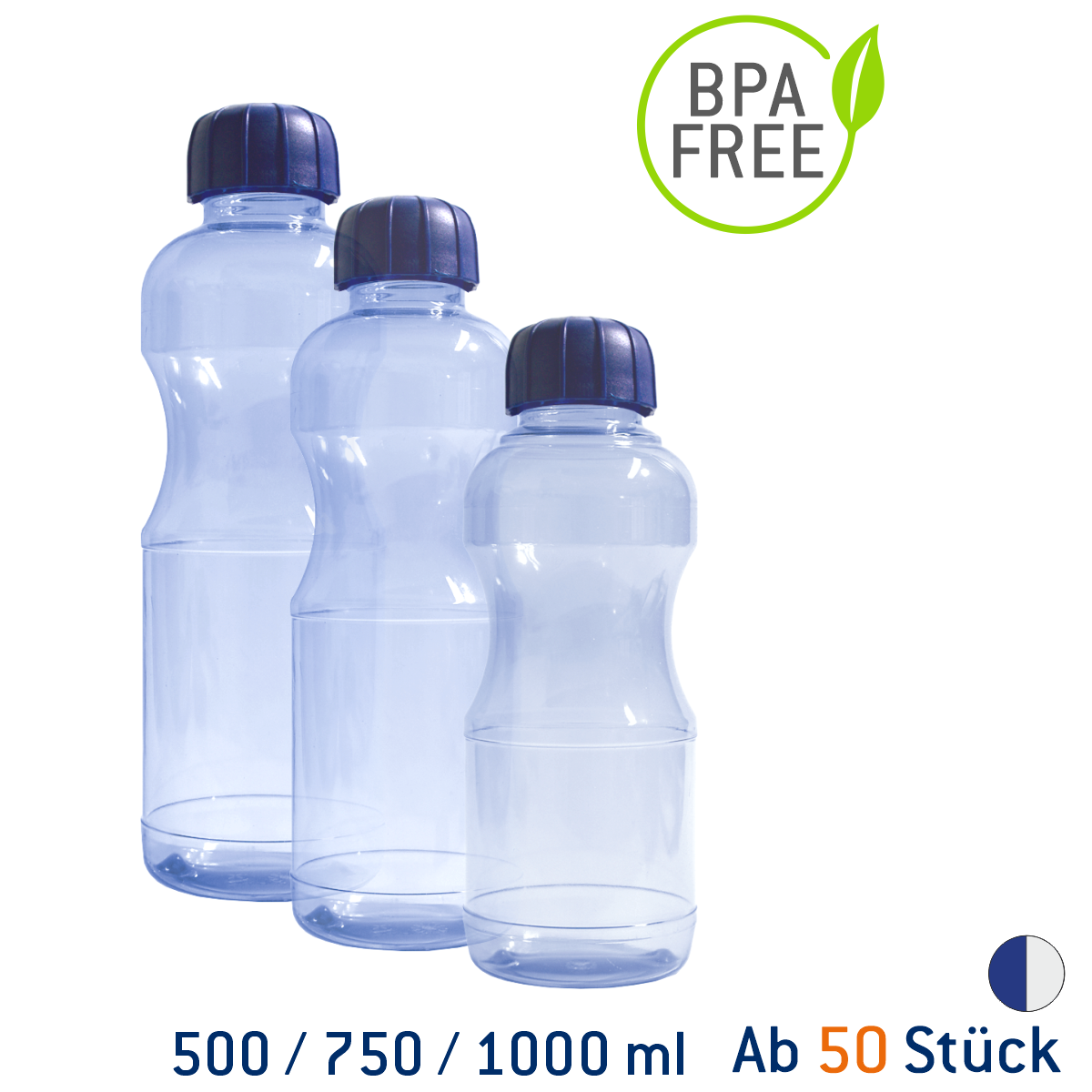 Tritan - made in transparent | hergestellt Deutschland in blau bedrucken Trinkflaschen | Germany Trinkflaschenexpress